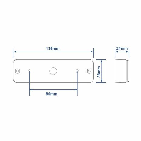Fanale posteriore 12 24V 3 funzioni 135x38mm LED con supporto nero