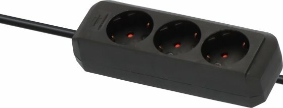 Cavo di prolunga 3 prese nero 1,5 m h05vv-f 3g1,5