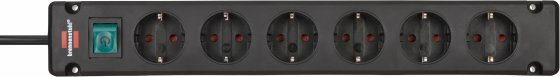 Cavo di prolunga 6 prese nero 3m h05vv-f 3g1,5