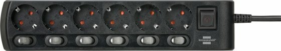 Presa multipla commutabile singolarmente 6 2m h05vv-f 3g1,5 nero