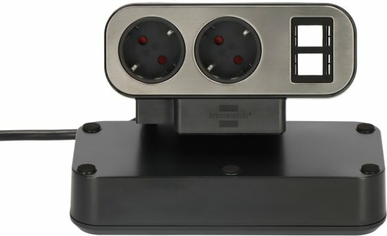Duplex striscia di prese da tavolo, 2x moduli keystone, 10x prese di contatto di protezione, argento nero
