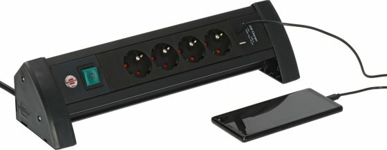 Multipresa premium office-line a 4 vie nera con usb c pd 30w e usb a 18w, 1,8 m h05vv-f3g1,5