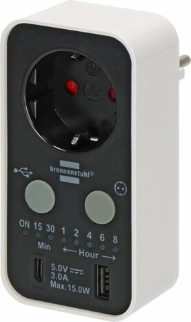 Timer digitale per conto alla rovescia con USB A e USB C bianco nero
