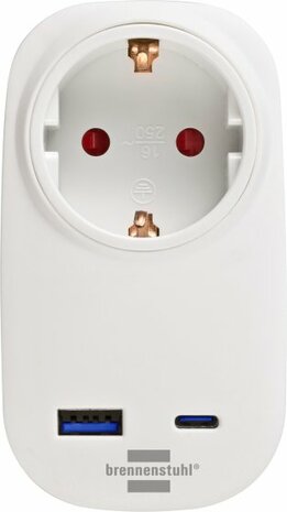 Adattatore di presa con caricabatterie USB C Power Delivery 20W, 1x USB A 18W bianco