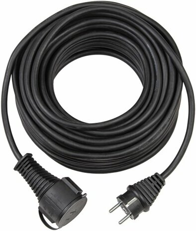 Prolunga di gomma di alta qualita IP44 5m nero H05RR-F 3G1,5