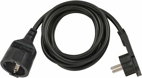Cavi di prolunga corti con spina piatta angolata 2m H05VV-F3G1,5 nero