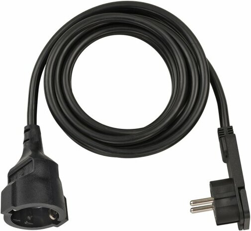 Cavi di prolunga corti con spina piatta angolata 3m H05VV-F3G1,5 nero
