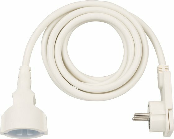 Cavi di prolunga corti con spina piatta angolata 3m H05VV-F3G1,5 bianco
