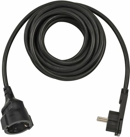 Cavi di prolunga corti con spina piatta angolata 5m H05VV-F3G1,5 nero