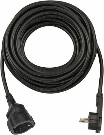 Cavi di prolunga corti con spina piatta angolata 10m H05VV-F3G1,5 nero
