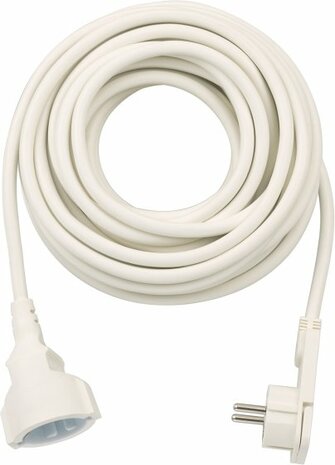 Cavi di prolunga corti con spina piatta angolata 10m H05VV-F3G1,5 bianco