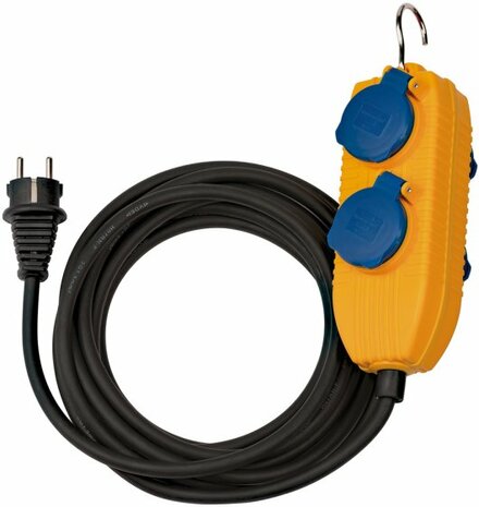Cavo per cantieri IP54 con presa di distribuzione quadrupla Powerblock 5m nero H07RN-F 3G1,5