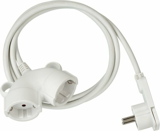 Prolunga in plastica con spina piatta e doppio accoppiamento 5m H05VV-F 3G1,5 bianco