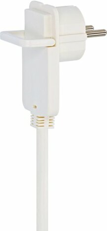 Prolunga in plastica con spina piatta e doppio accoppiamento 5m H05VV-F 3G1,5 bianco