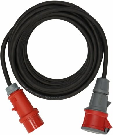 Cavo di prolunga CEE IP44 con invertitore di fase 25m nero H07RN-F 5G2,5 CEE 400V 16A