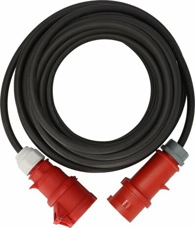 Cavo di prolunga CEE IP44 con invertitore di fase 25m nero H07RN-F 5G4,0 CEE 400V 32A