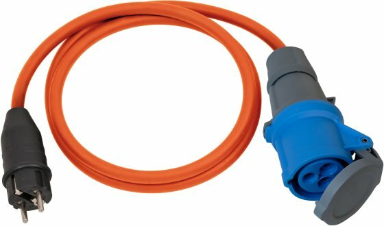 Cavo adattatore Camping Maritime IP44 1,5m arancia H07RN-F 3G2,5 Spina di contatto di protezione, presa CEE 230V 16A