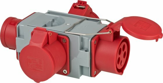 Distributore trasversale CEE400V 16A, Spina CEE e 3 prese CEE
