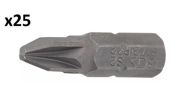 Lunghezza bit 25 mm 6,3 mm (1/4) esagono incassato testa a croce PZ2 x25 pezzi