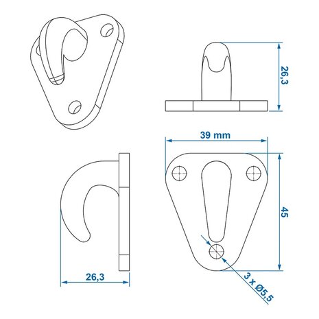 Gancio per corda in plastica 45x39mm x10 pezzi