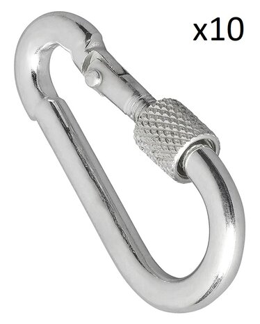 Moschettone in metallo 8x80mm con chiusura a vite x10 pezzi