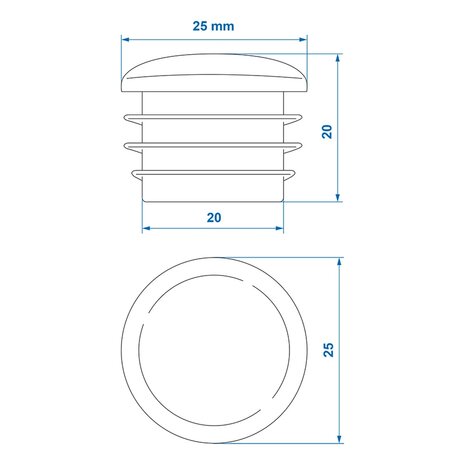 Tappo a pressione diametro 25mm x10 pezzi