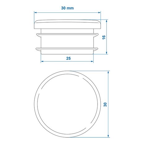 Tappo a pressione dia 30mm x10 pezzi