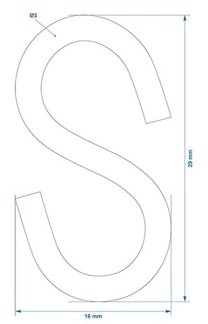 Gancio a S diametro 3mm 2,9x1,3cm x10 pezzi