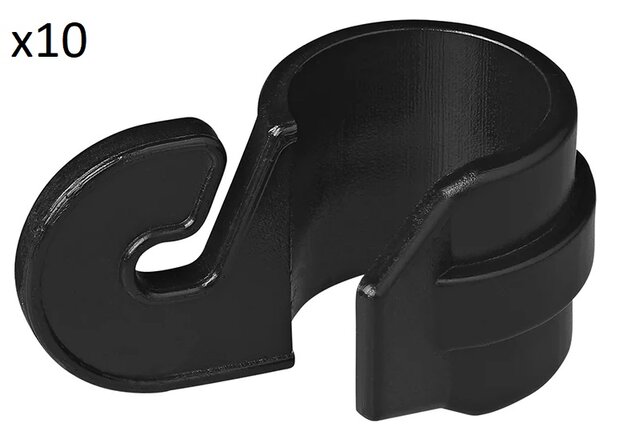 Clip per tenda per palo tenda 19-22mm con gancio x10 pezzi