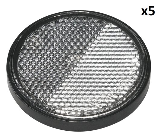 Riflettore bianco 58 mm autoadesivo con piastra di base x5 pezzi
