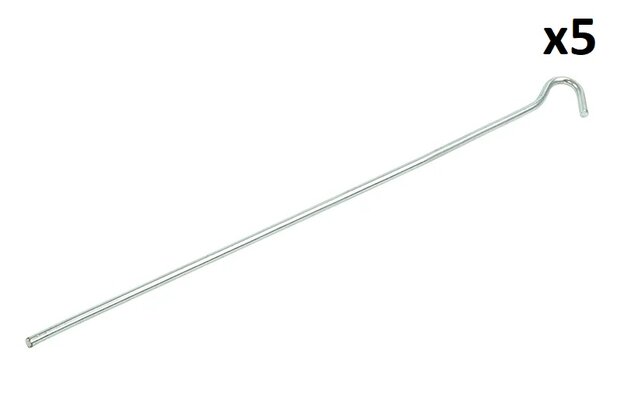 Picchetto da tenda in metallo 30 cm con occhiello aperto – set da 5 pezzi
