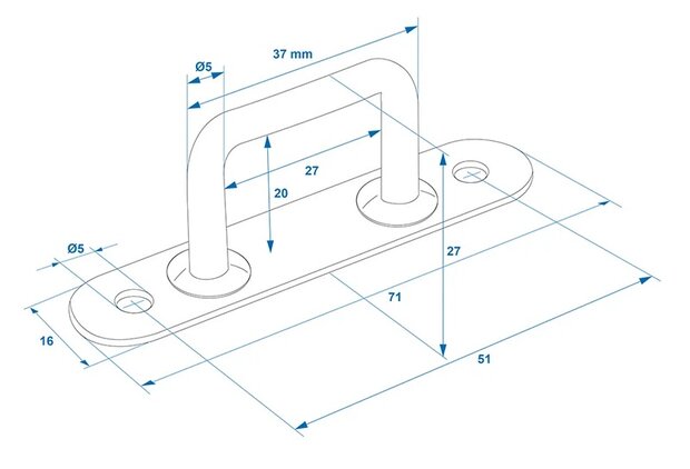Occhiello rettangolare per telone 36 mm – Confezione da 5 pezzi