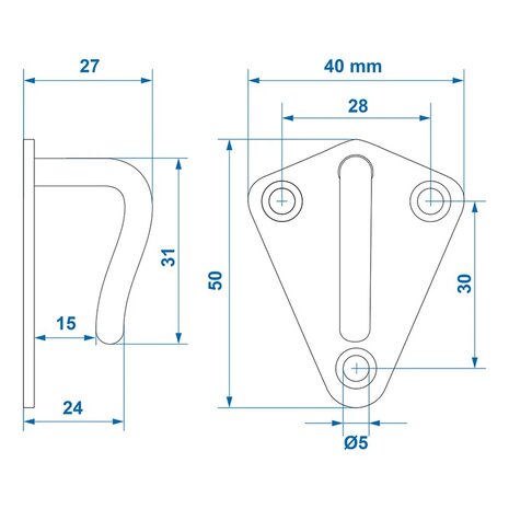 Gancio per corda in metallo 40x45 mm saldato – Confezione da x10 pezzi