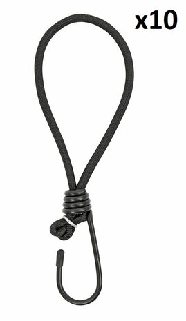 Tenditore tenda elastico nero con gancio x10 pezzi
