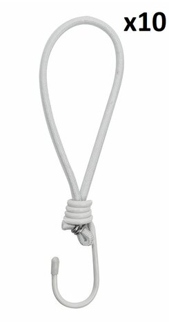 Tenditore per tenda elastico bianco con gancio x10 pezzi