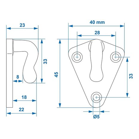 Gancio per corda in metallo 40x45 mm x10 pezzi