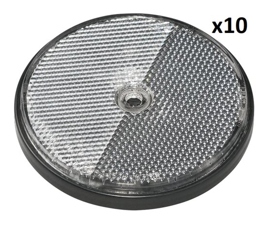 Riflettore bianco 80 mm con fissaggio a vite x10 pezzi