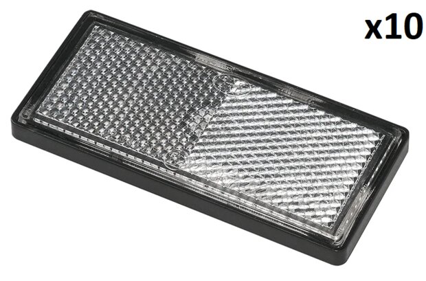 Riflettore bianco 85x39 mm autoadesivo con piastra di base x10 pezzi