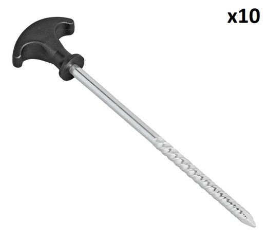 Picchetto da tenda 20,5 cm in acciaio zincato avvitabile x10 pezzi