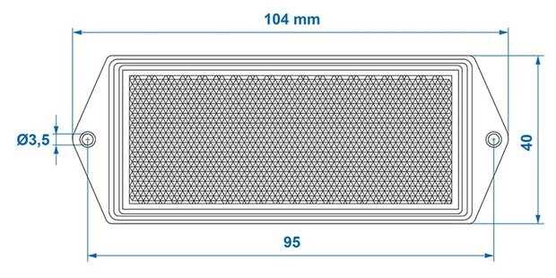 Catadiottro rosso 104x40 mm con fissaggio a vite x10 pezzi