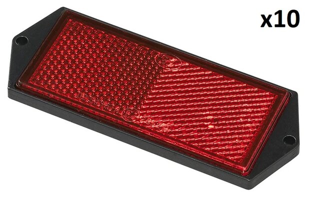 Catadiottro rosso 104x40 mm con fissaggio a vite x10 pezzi