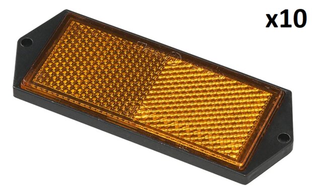 Reflector arancione 104x40mm con fissaggio a vite x10 pezzi
