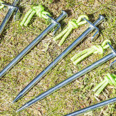 Picchetto da roccia 20 cm in acciaio zincato con gancio a L Heavy Duty x10 pezzi