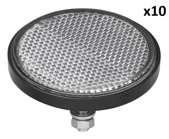 Catarifrangente bianco 60 mm con bullone 5 x10 pezzi