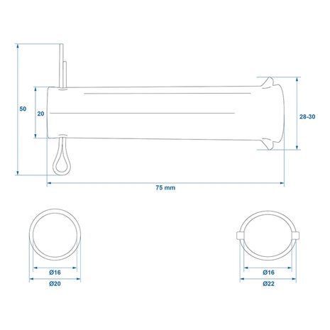 Asse per ruota jockey 35 mm x10 pezzi