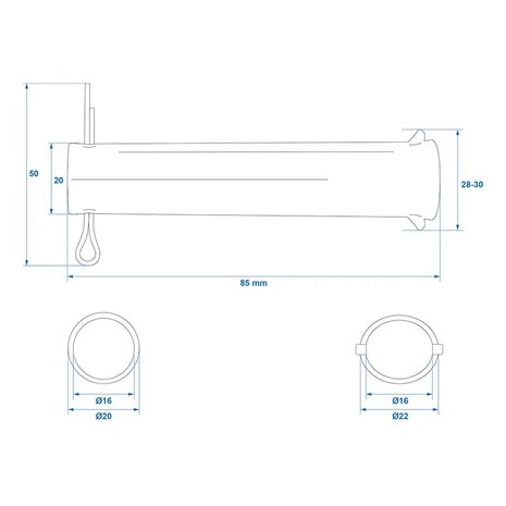 Asse per ruota jockey 60 mm x10 pezzi