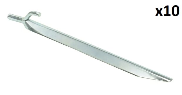 Picchetto da tenda 25 cm in metallo con gancio x10 pezzi