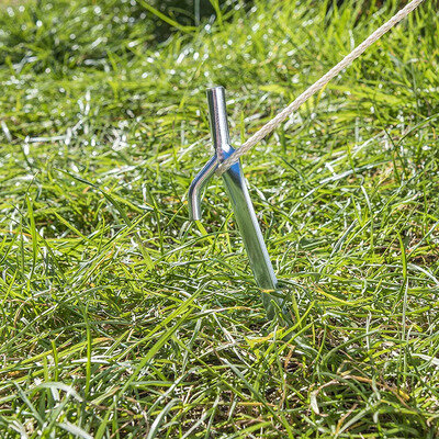 Picchetto da tenda 25 cm in metallo con gancio x10 pezzi