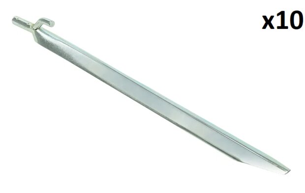 Picchetto per tenda 30cm in metallo con gancio x10 pezzi