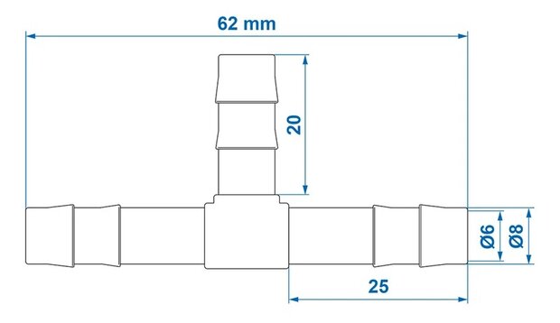Raccordo a T per tubo 8 mm x10 pezzi